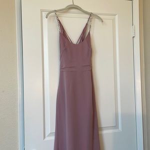 David’s Bridal floor length lavender dress